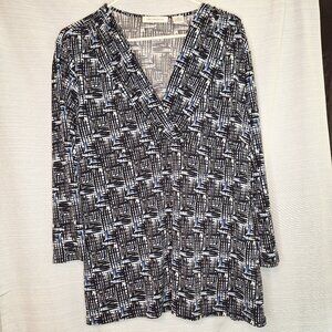 Liz Claiborne Wrap Style Long Sleeve Knit Top Sz XL